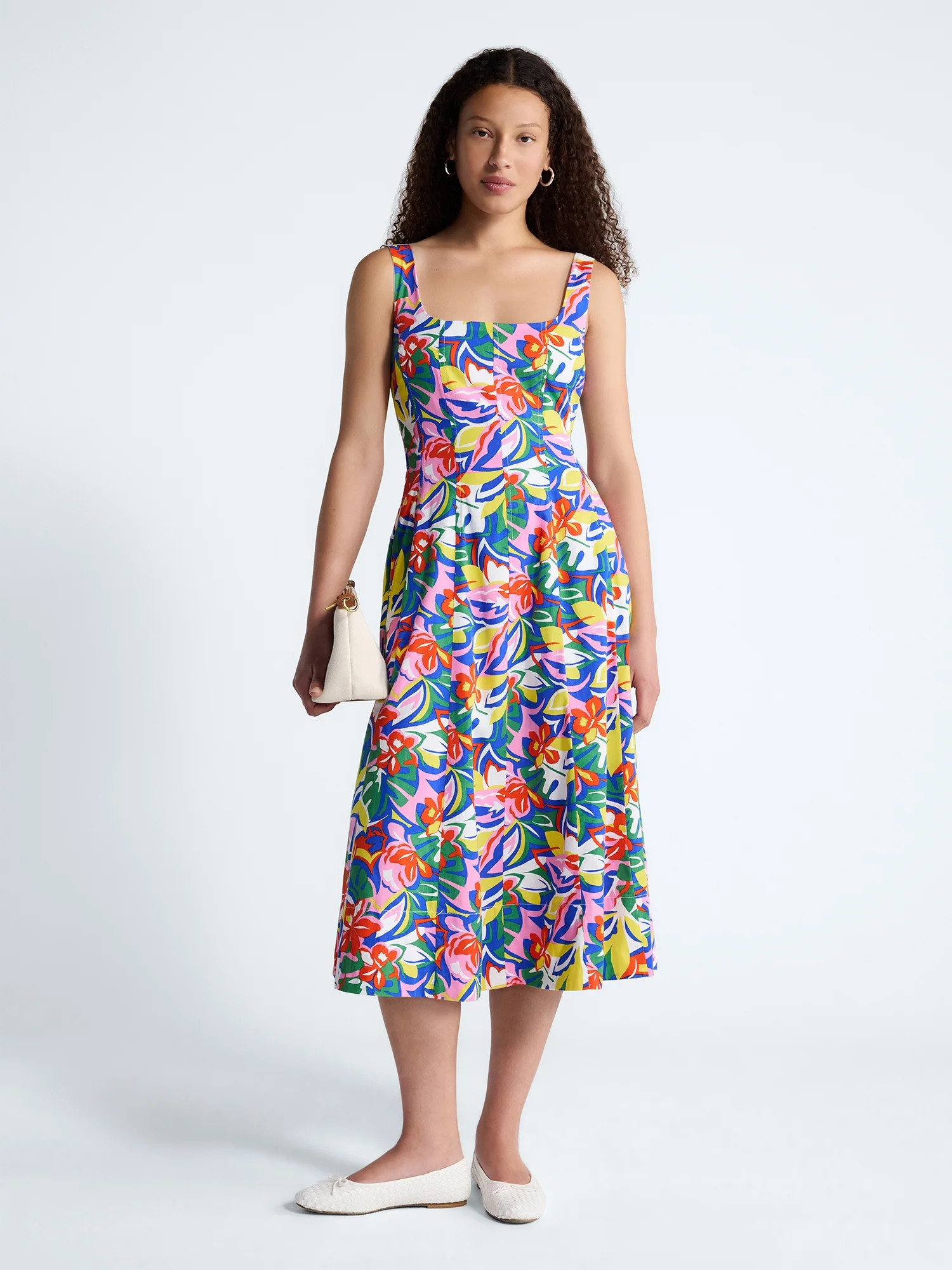 Free Assembly Women's and Women's Plus Square Neck Cotton Midi Panel Dress, Sizes XS-4X | Walmart (US)