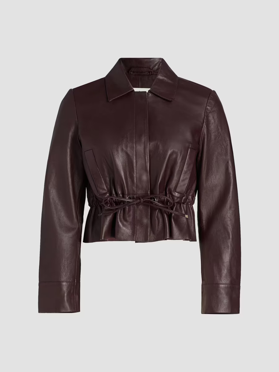 Women's Manita Leather Cropped Jacket - Prune - Size Large | Saks Fifth Avenue