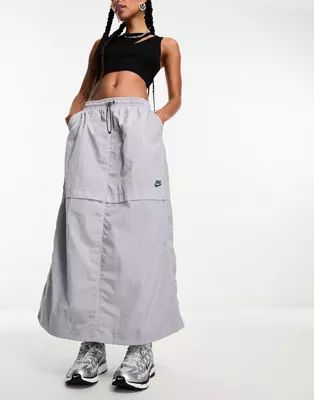 Nike Sport Utility woven cargo maxi skirt in pewter grey | ASOS (Global)
