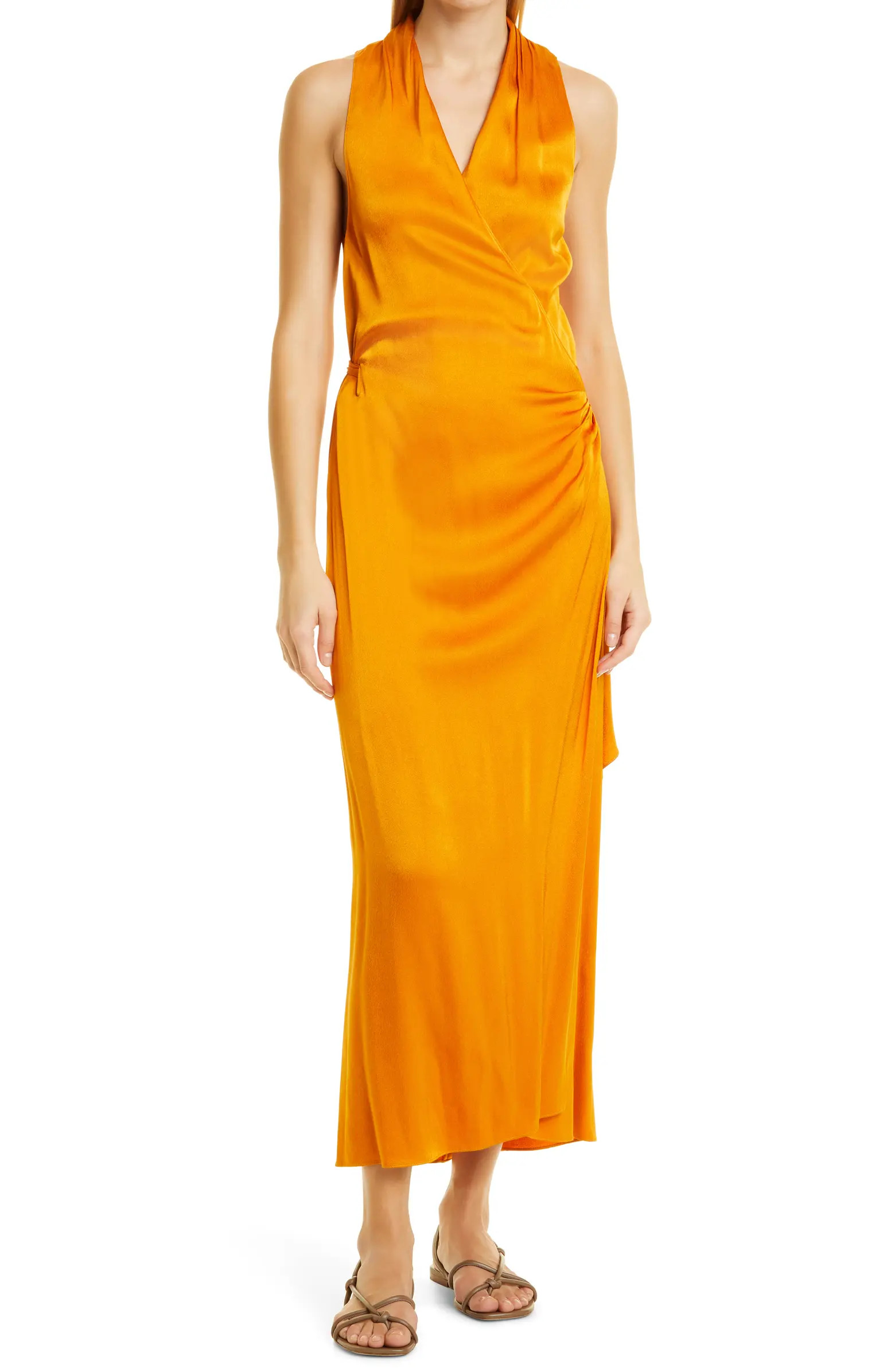 Vince Sleeveless Satin Wrap Dress | Nordstrom | Nordstrom