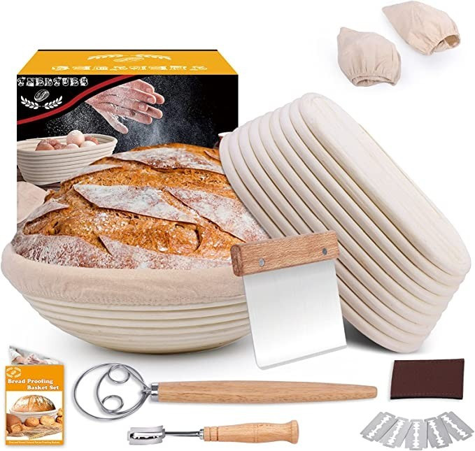 Bread Banneton Proofing Basket Set, 10 Inch Round & 9.6 Inch Oval Bread Proofing Basket Natural R... | Amazon (US)