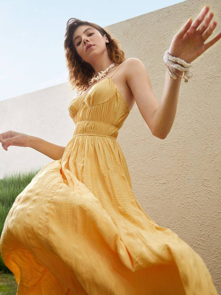 SHEIN Shirred Detail Cami Dress | SHEIN