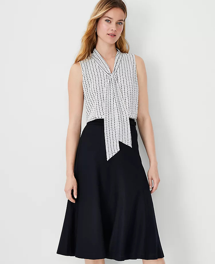 Striped Bow Neck Shell | Ann Taylor (US)
