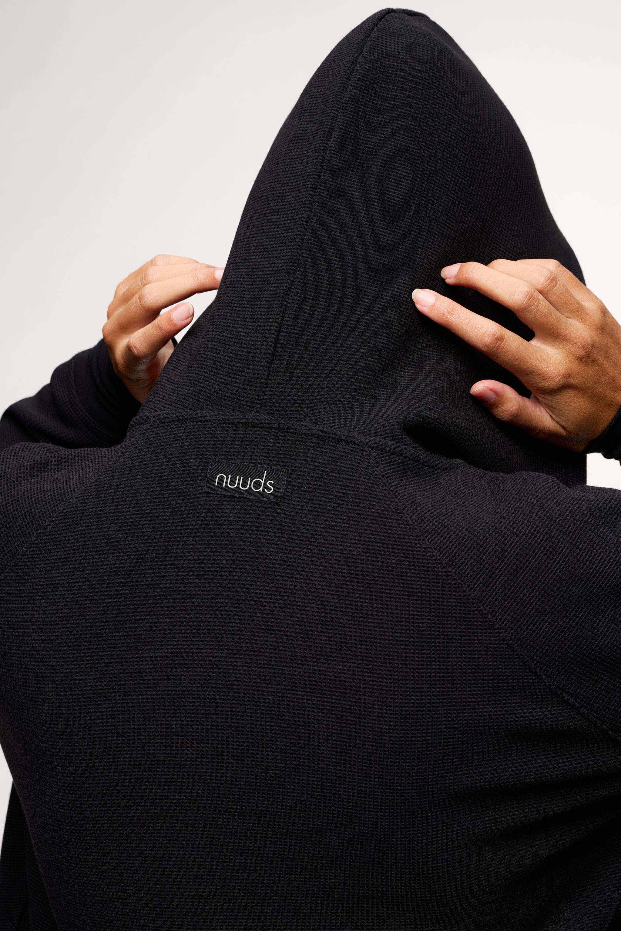 Performance Waffle Zip-Up Hoodie | Black | Nuuds US