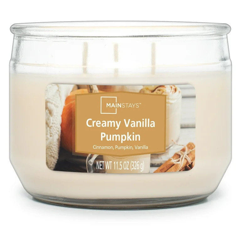 Mainstays Creamy Vanilla Pumpkin 3 Wick Candle, 11.5 oz | Walmart (US)