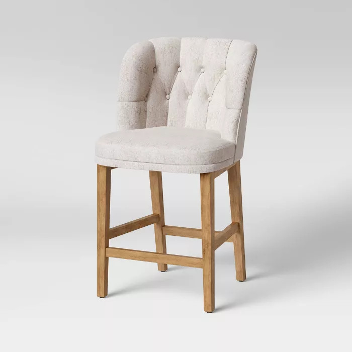 Winfall Tufted Barrel Counter Height Barstool Linen - Threshold™ | Target
