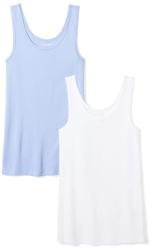 Amazon Essentials Women's Slim-Fit Ribbed Scoop Neck Tank Tops, Pack of 2 | Amazon (US)