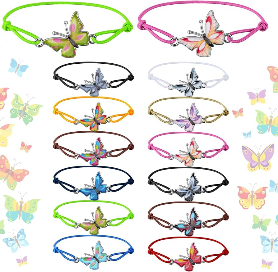 Hicarer 24 Pcs Butterfly Bracelets Party Favors Colorful Adjustable Woven Friendship Bracelets fo... | Amazon (US)