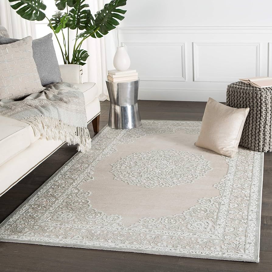 Jaipur Living Soft 5x7 Area Rug, Boho, Grey/White | Amazon (US)