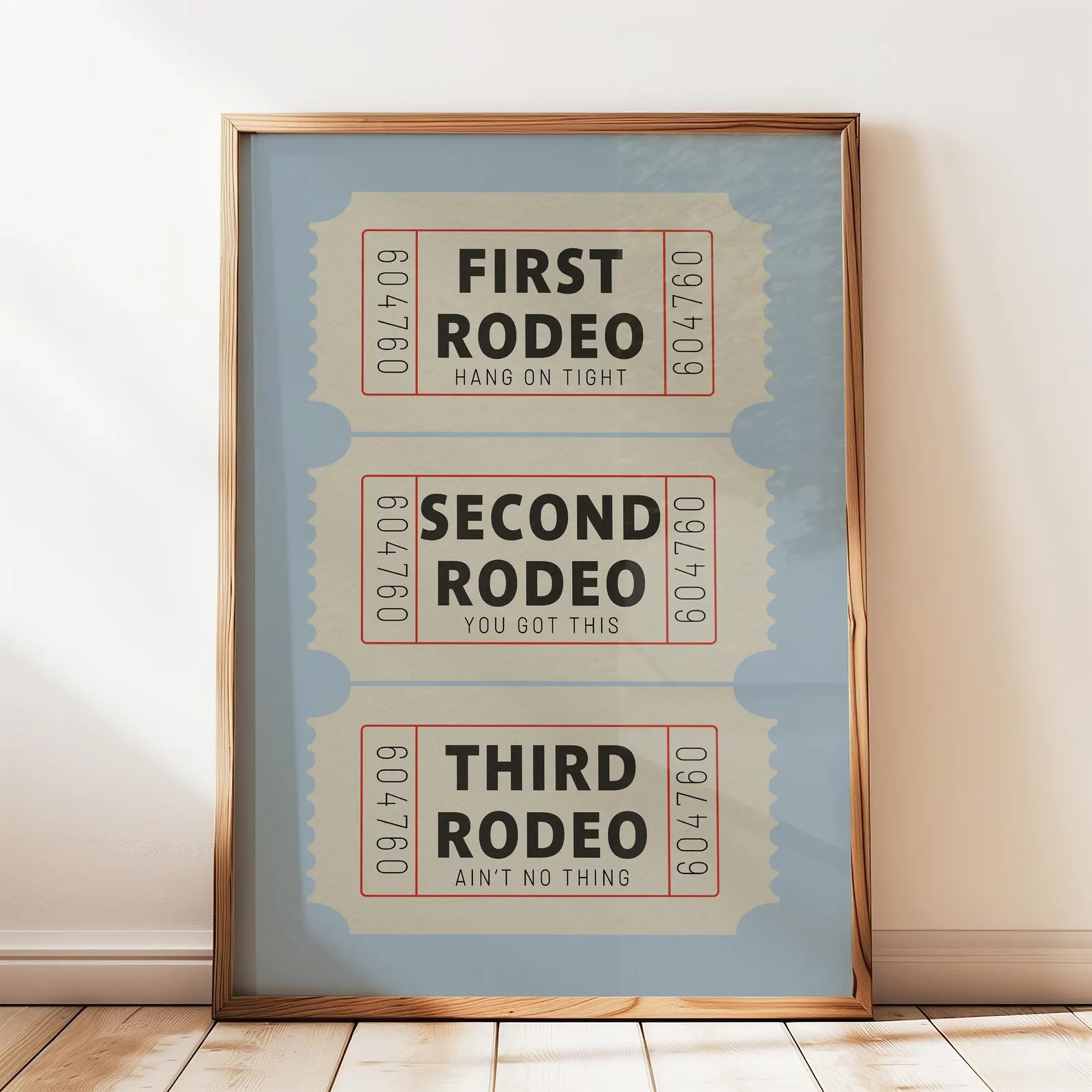 First Rodeo Ticket Stub Wall Art, Blue Trendy Dorm Decor, Western Boho Rodeo Poster, Retro Cream ... | Etsy (Global)