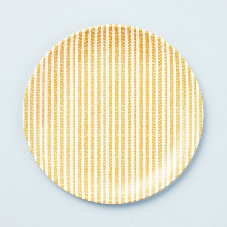 10.5" Rustic Stripe Bamboo-Melamine Dinner Plates Gold/Cream - Hearth & Hand™ with Magnolia | Target