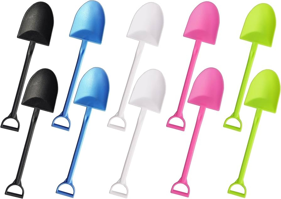 OaaXbbECco Novelty Mini Shovel Shape Spoons Cute Disposable Plastic Dessert Spoons | Amazon (US)