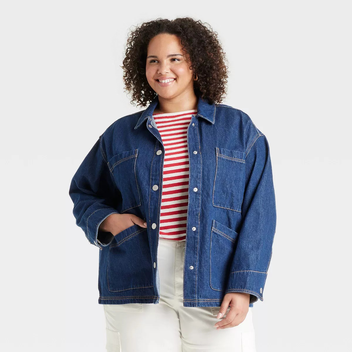 Women's Denim Chore Coat - Universal Thread™ Dark Wash XXL | Target