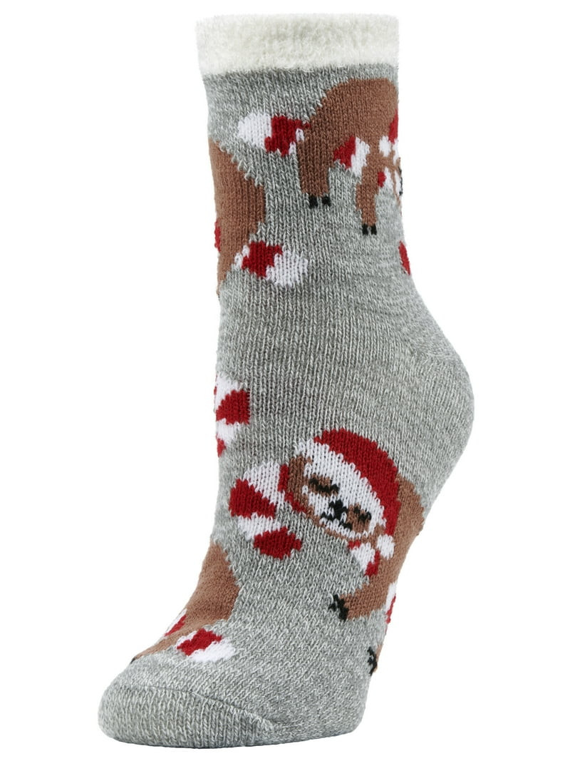 Airplus Double Layer Aloe Red Sloths Crew Socks, Women's 5-10, 1 pair | Walmart (US)