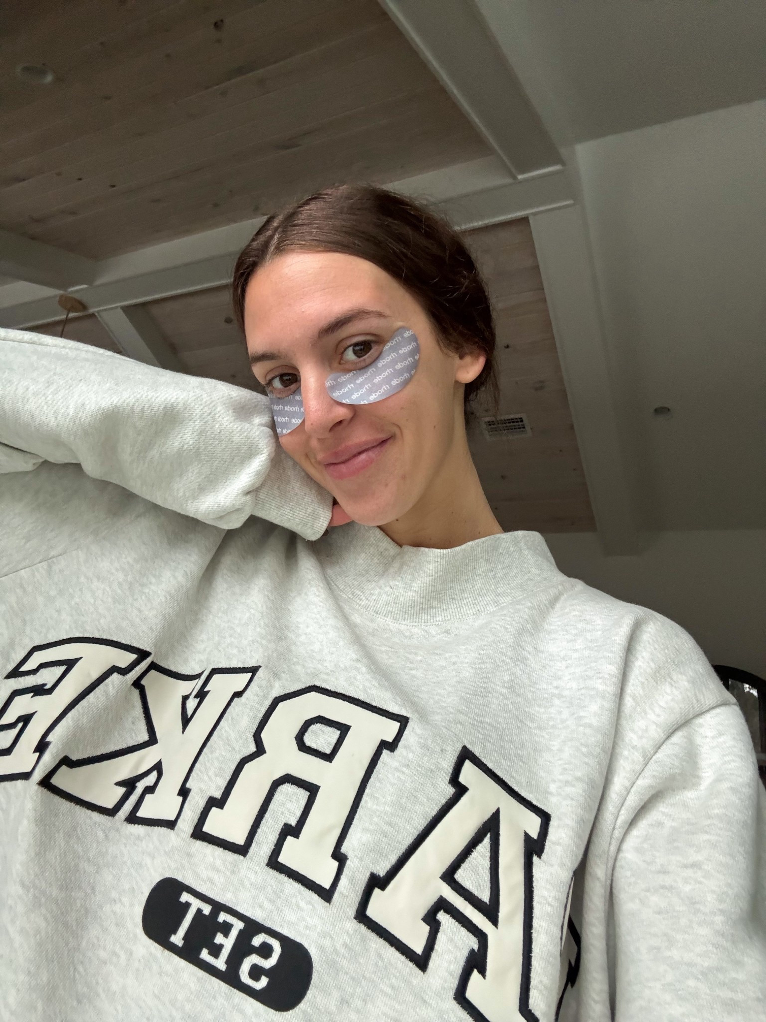 love this cozy mock neck sweatshirt + my favorite under eye patches from rhode!! comfy morning routine vibes✨ the eye patches make the perfect stocking stuffed or gift idea for sister/best friend 

#LTKBeauty #LTKHoliday #LTKGiftGuide