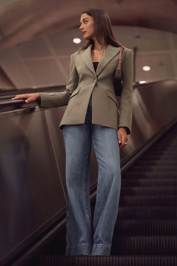 Lennon Ultra High Rise Wide Leg Column Jeans | Dynamite Clothing