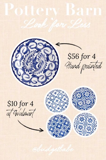 Pottery Barn look for less at Walmart with this blue and white dinnerware that looks like the Puebla collection (worth the investment for hand painted designs!) #walmarthome #lookforless home finds

#LTKFindsUnder50 #LTKHome