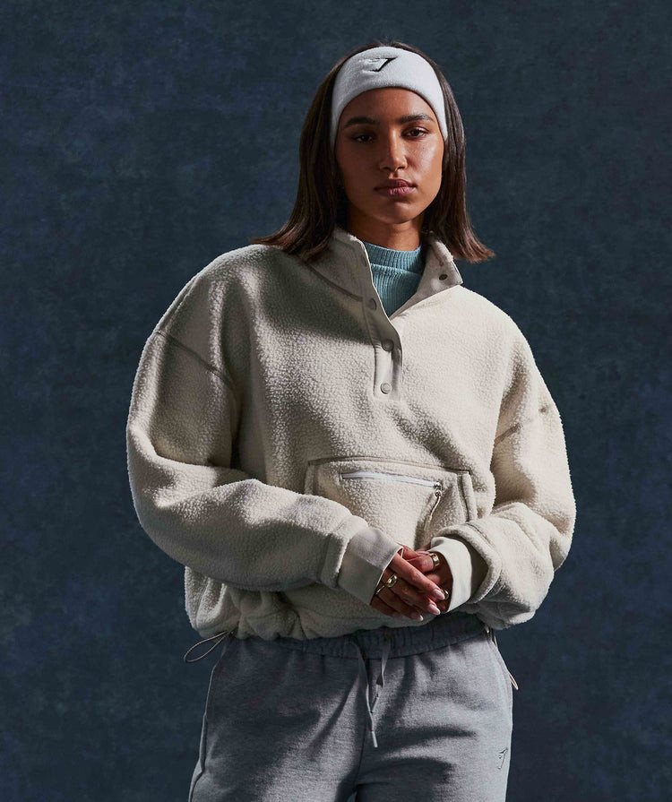 Gymshark Pause Borg Pullover - Pebble Grey | Gymshark US