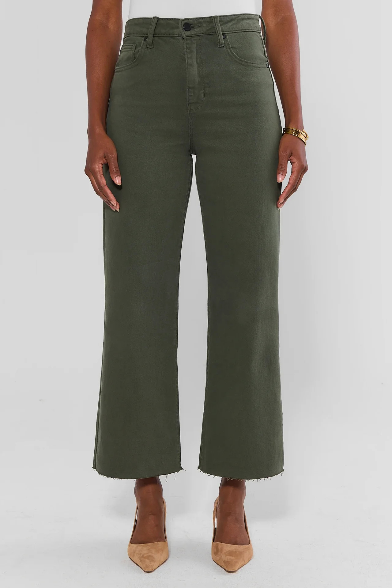 Kimberly Dark Olive Wide Leg Jeans | Avara