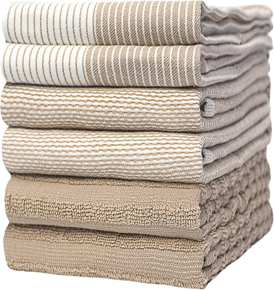 Premium Kitchen Towels (20”x 28”, 6 Pack) | Large Cotton Dish Towels | Flat & Terry Highly Ab... | Amazon (US)