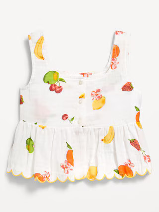 Printed Sleeveless Button-Front Double-Weave Top for Girls | Old Navy (US)