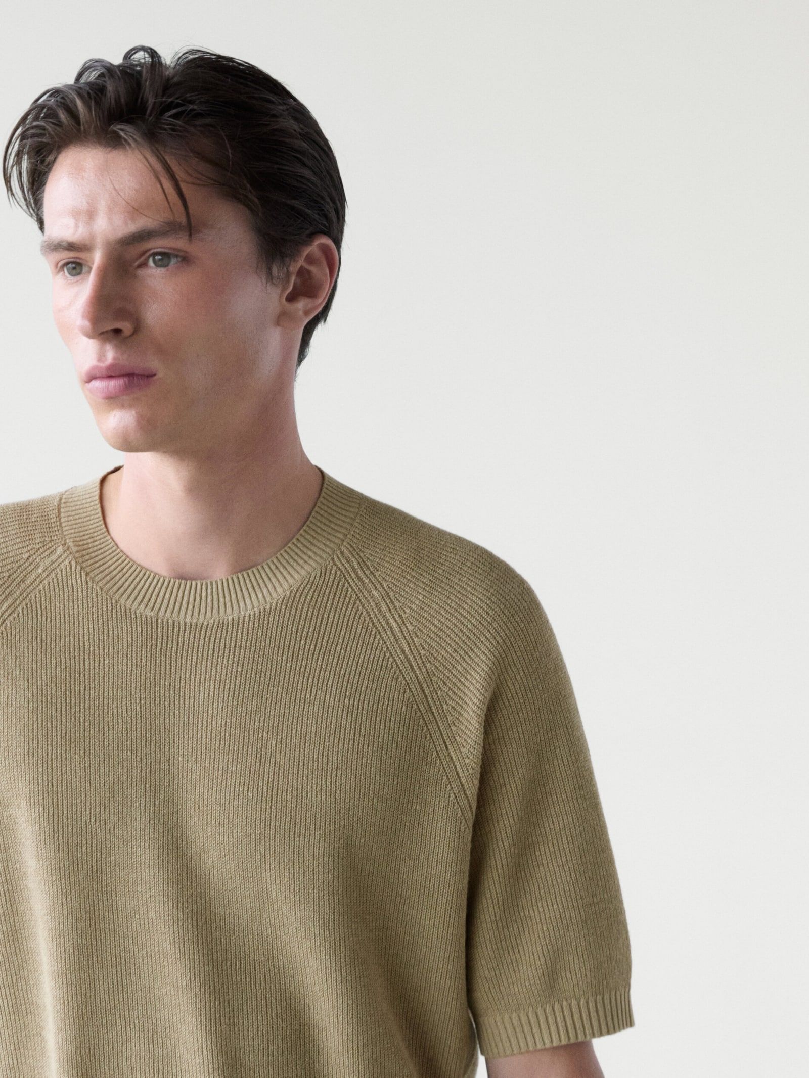 Knit cotton and linen blend T-shirt | Massimo Dutti (US)