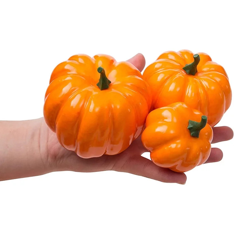 Bibana 12 Pack Artificial Assorted Pumpkins, Mini Fake Pumpkins Artificial Vegetables for Hallowe... | Walmart (US)