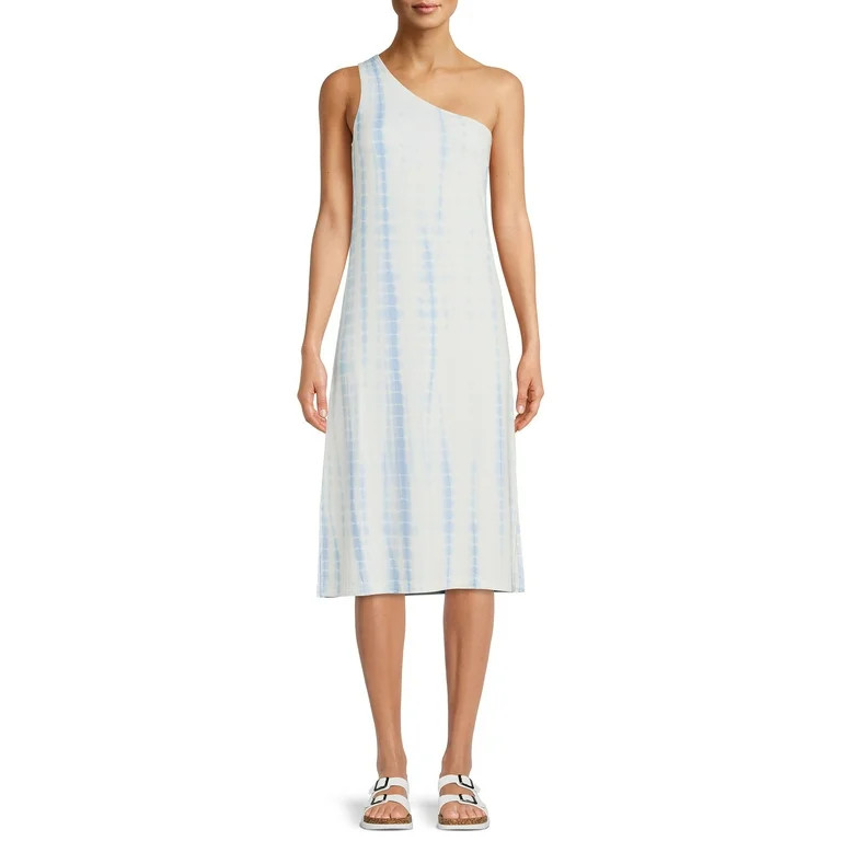 Time and Tru Women's One-Shoulder Tie-Dye Dress - Walmart.com | Walmart (US)