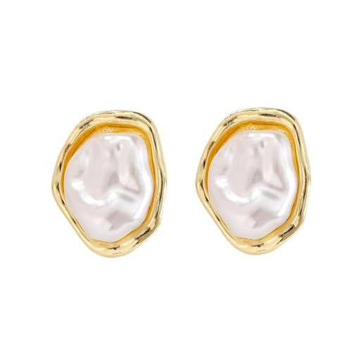 Baroque Pearl Earrings for Women 14k Gold Baroque Pearl Stud Earrings Handmade Hypoallergenic Irregular Earrings Jewelry for Women | Amazon (US)