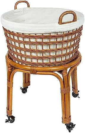 KOUBOO Rolling Wicker Laundry Basket, Handwoven Wicker Hamper with Removable Cotton Liner, Stand,... | Amazon (US)