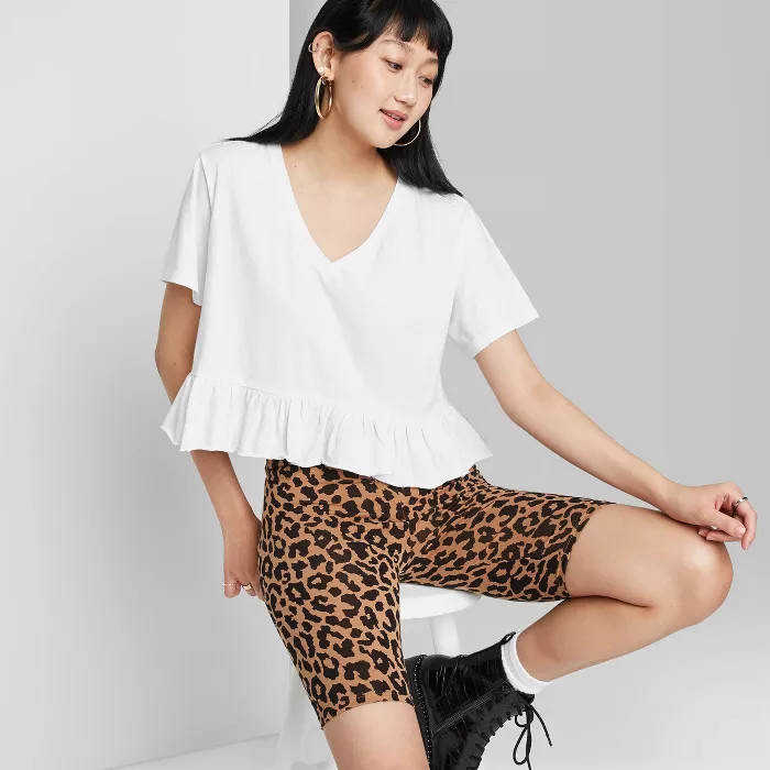 Women's Short Sleeve V-Neck Peplum Cropped T-Shirt - Wild Fable™ | Target