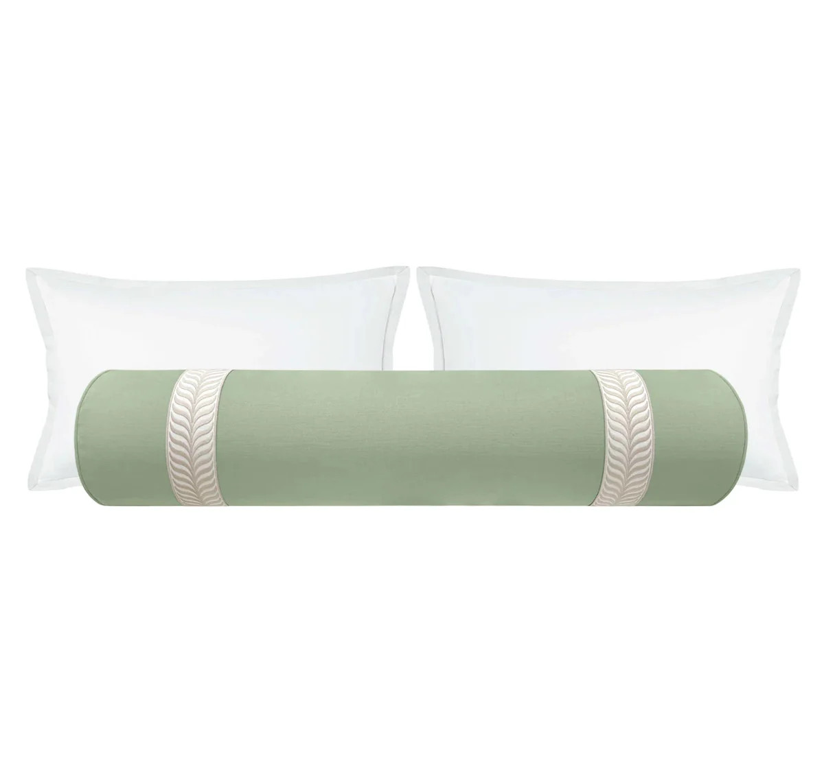 THE BOLSTER :: CLASSIC LINEN // EUCALYPTUS + TRELLIS TRIM // NATURAL | LITTLE DESIGN LLC