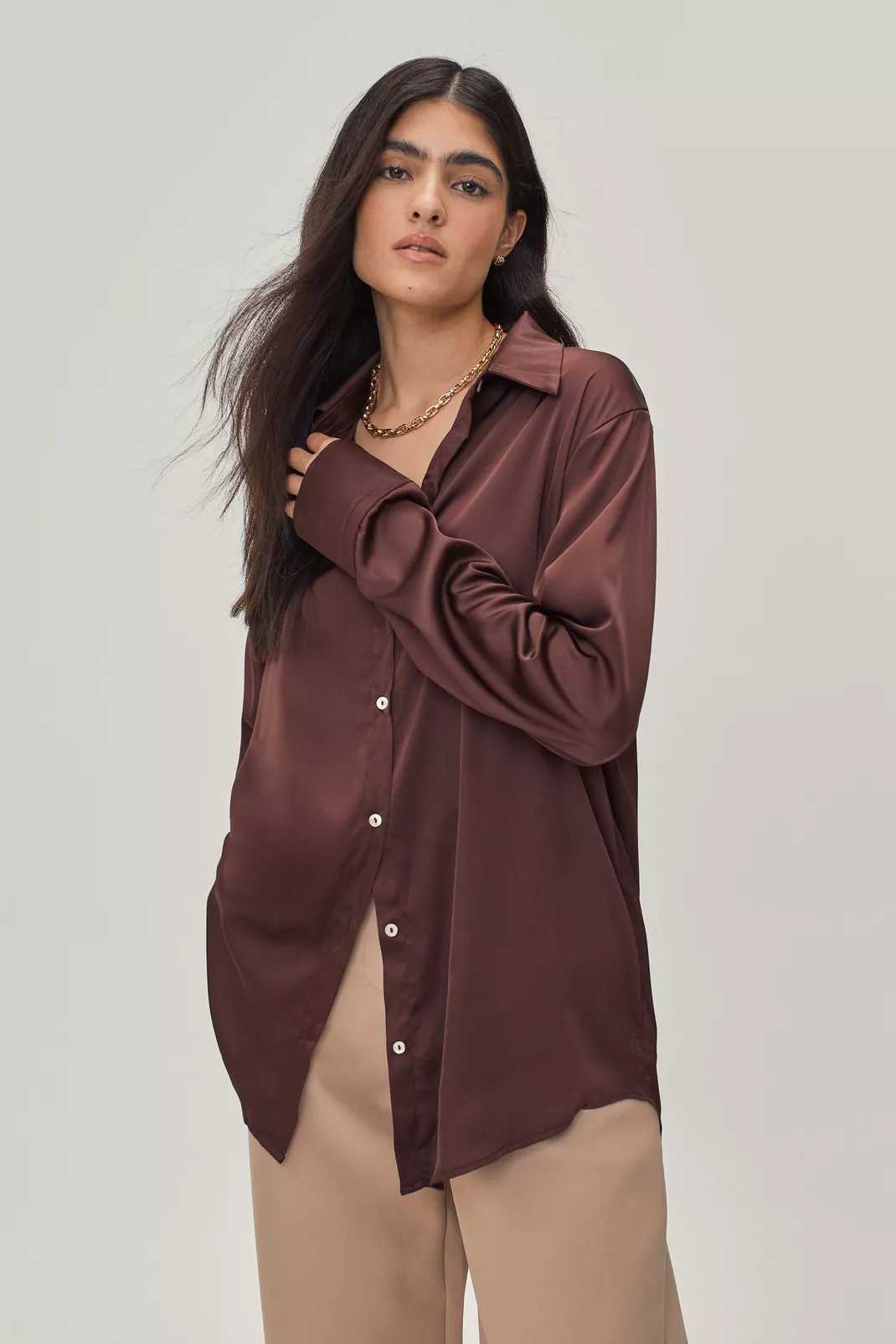 Satin Oversized Shirt | Nasty Gal (US)