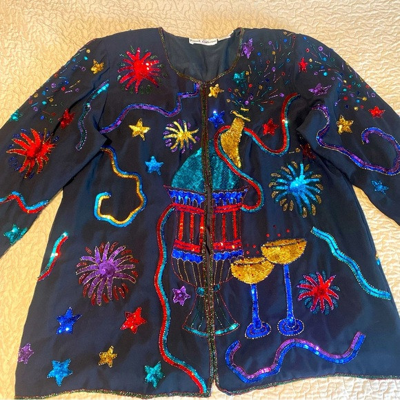 “FRENCH COLLIZIONI” Sequin Poppin’ Champagne Jacket | Poshmark