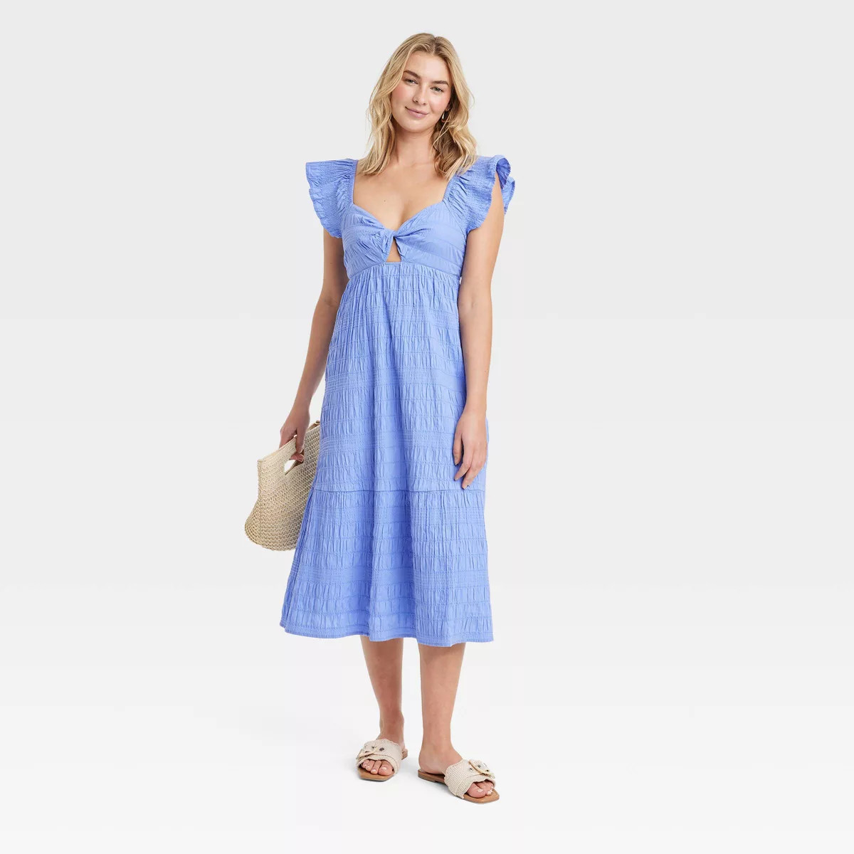 Women's Flutter Short Sleeve Midi A-Line Dress - Universal Thread™ | Target