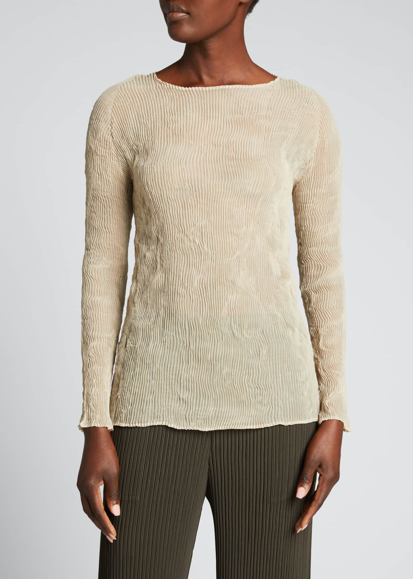 Chiffon Twist 1 Pleated Long-Sleeve Top | Bergdorf Goodman
