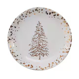 Split P Golden Christmas White Appetizer Plate (Set of 4) 9971-653 - The Home Depot | The Home Depot