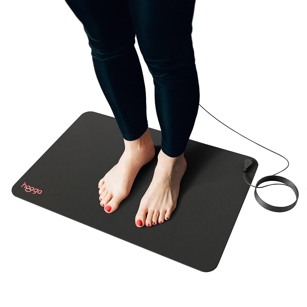 Hooga Grounding Mat for Sleep, Energy & Pain Relief – 24" x 16" Conductive Carbon Pad with 15ft... | Amazon (US)