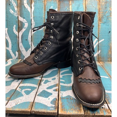 Vintage Laredo USA Lace-Up Roper Boots Womans 75M Leather Two Tone Western VGC  | eBay | eBay US