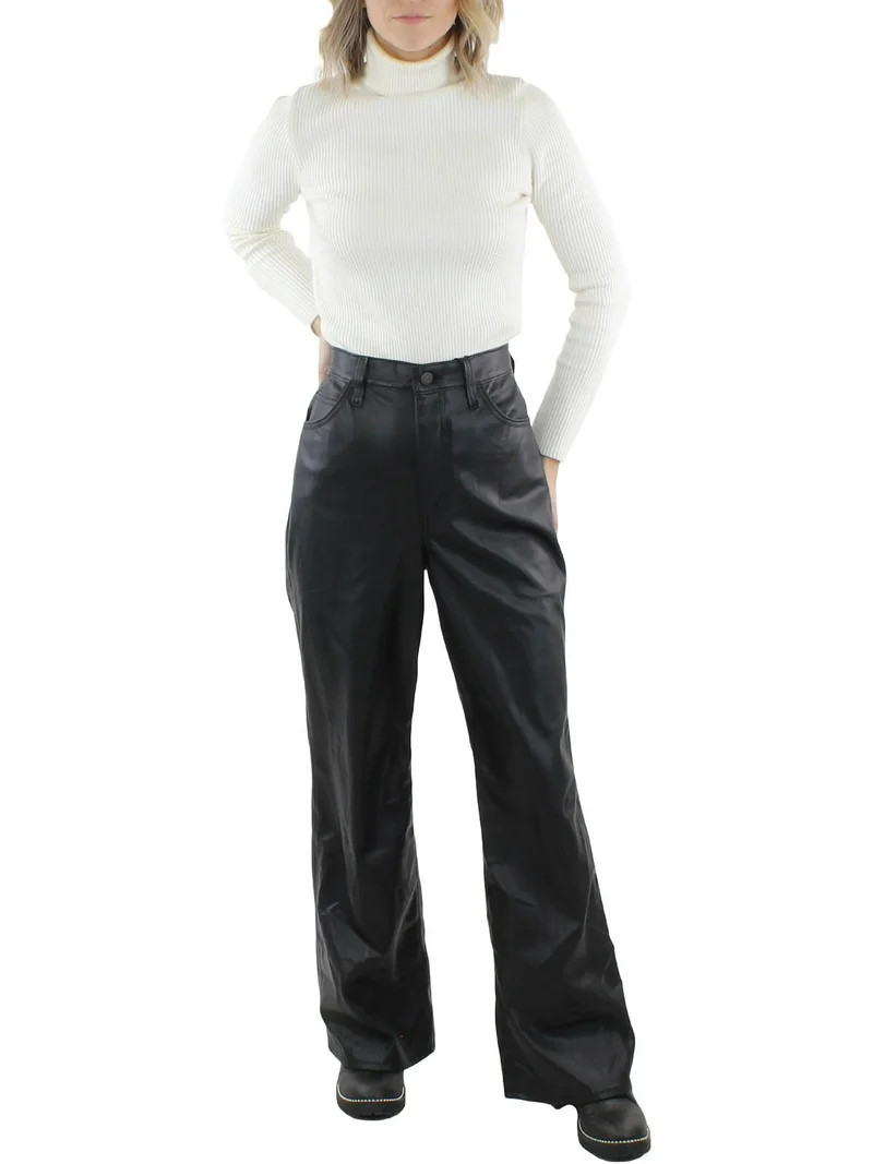 Levi's Womens 70's Faux Leather High Rise Flared Pants - Walmart.com | Walmart (US)