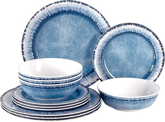 AELS Melamine Dinnerware Set of 12 Pcs Dinner Dishes Set for Indoor and Outdoor Use, Dishwasher S... | Amazon (US)