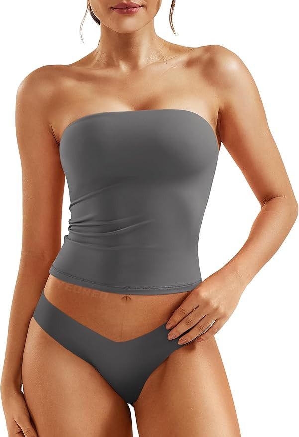 YEOREO Women's Double Lined Tube Tops Full Length Fitted Sexy Sophie Tops Strapless Non See Throu... | Amazon (CA)