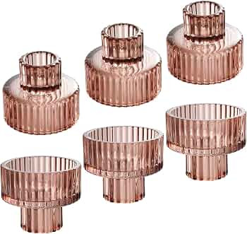 IYOUYA Dark Brown Glass Candle Holders 6PCS for Pillar Candles, Taper Candles, Tealight Candles,C... | Amazon (US)