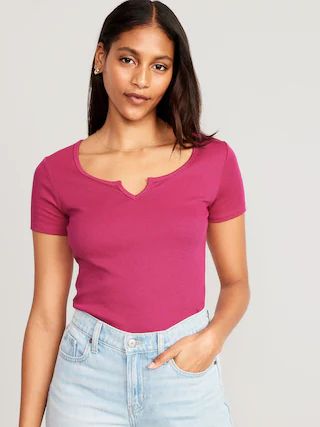Fitted Rib-Knit T-Shirt for Women | Old Navy (US)