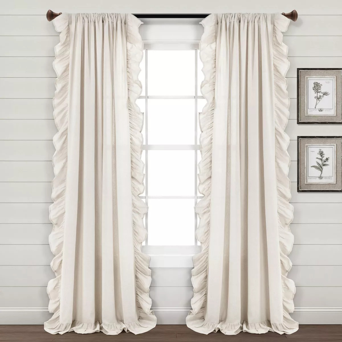 Linen Ruffle Window Curtain Panels Light - Lush Décor | Target