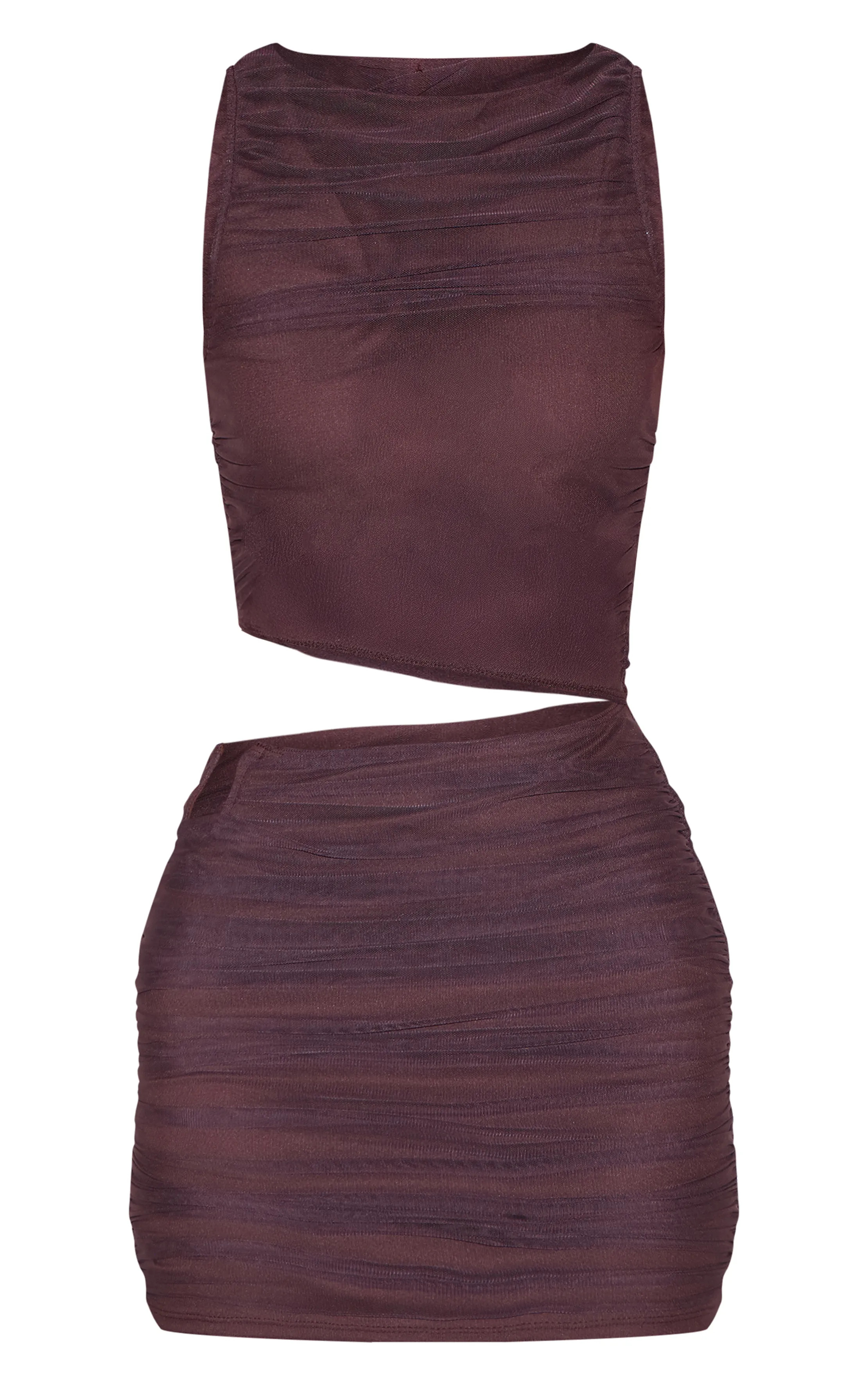 Femme Chocolate Robe Courte Moulante En Mesh À Col Montant Avec Découpes | Taille 38 | PrettyLittleThing (FR)