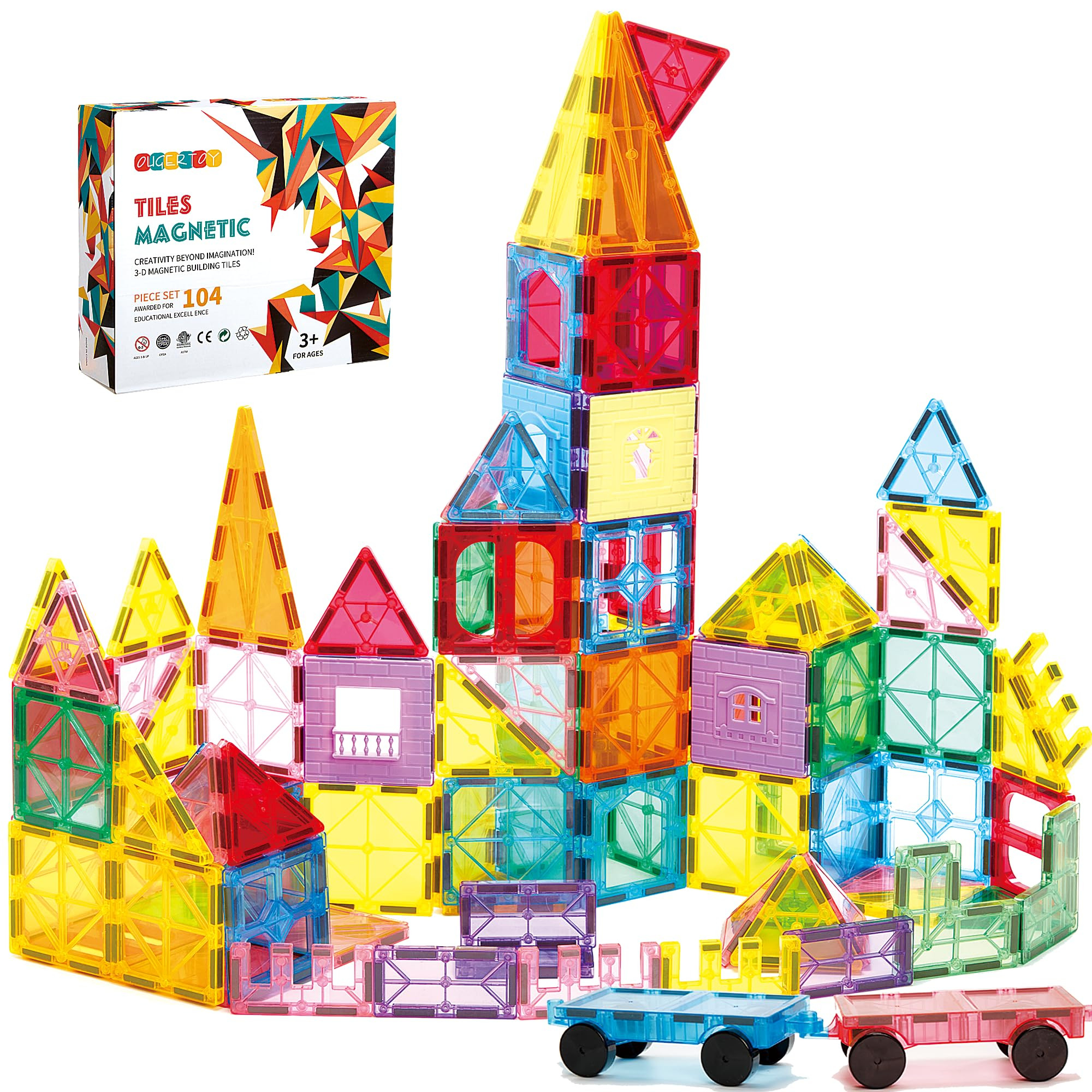 104PCS Magnetic Building Tiles, STEM Educational Stacking Blocks, Construction Toys for Kids Ages... | Amazon (US)