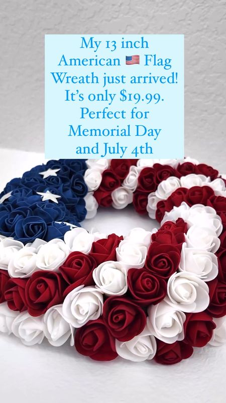 July 4th and Memorial Day Wreath on sale for $19.99 right now. It looks great in my kitchen. I’m using it for Memorial Day weekend!

It’s 13 inches. Soooo happy with this wreath!

#homedecor
#wreath
#affordablehome




#LTKFindsUnder50 #LTKHome #LTKVideo
