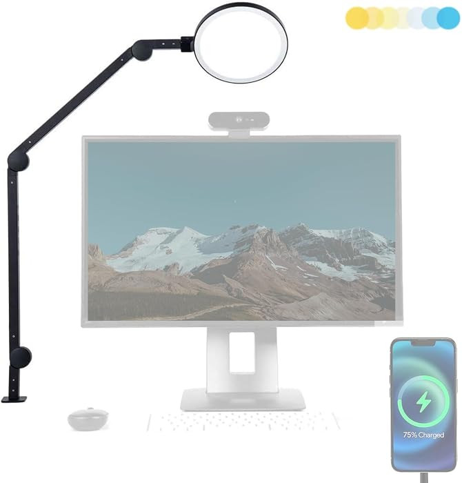 LUME CUBE Edge 2.0 LED Desk Lamp | Dimmable Home Office Desk Light with USB Charging Port & Stron... | Amazon (US)
