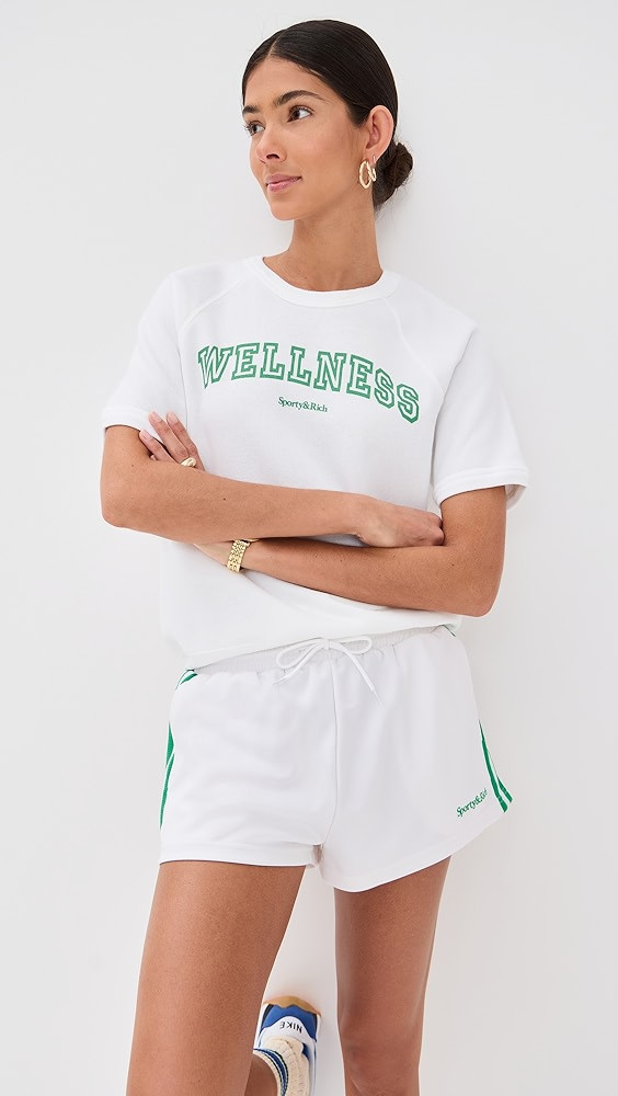 Sporty & Rich Wellness Ivy Flocked Short Sleeve Crewneck Sweatshirt | Shopbop | Shopbop